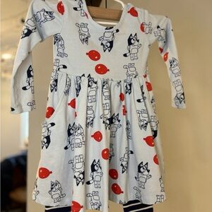 Kids Long Sleeve Dress with bluey Balloon Print